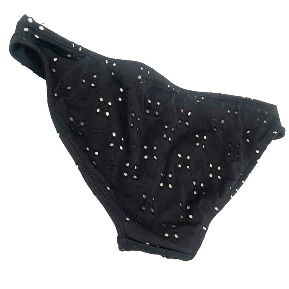 Xhileration NEW Eyelet Cheeky Black Nude Bikini Bottom Swimsuit Size Medium - Picture 5 of 7